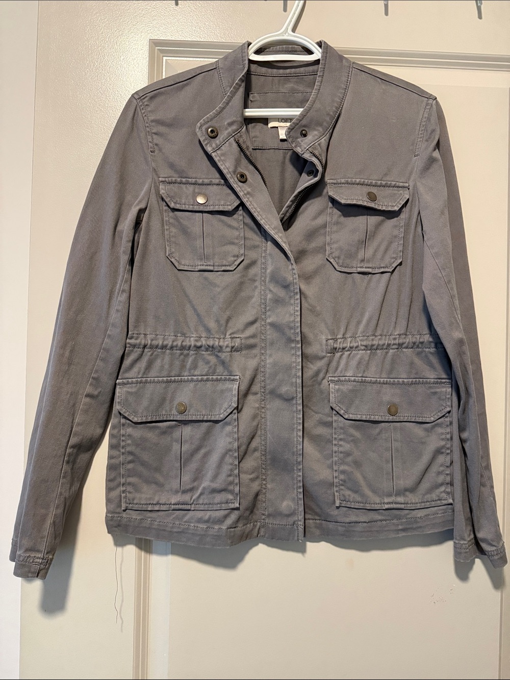 LOFT Gray Utility Jacket with Flap Pockets